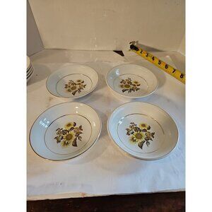Royal Warwick SUNFLOWER England  Set of 8 Dessert Bowls ~ 5"